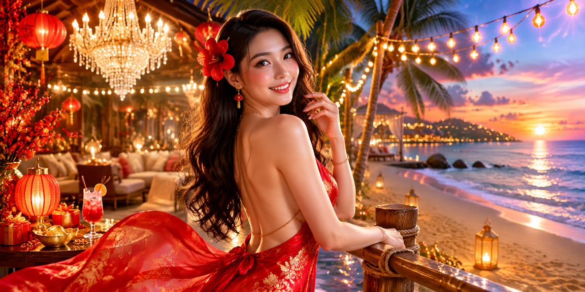 Banner Tết với hoa đào và ánh sáng xanh điện tử của 1007